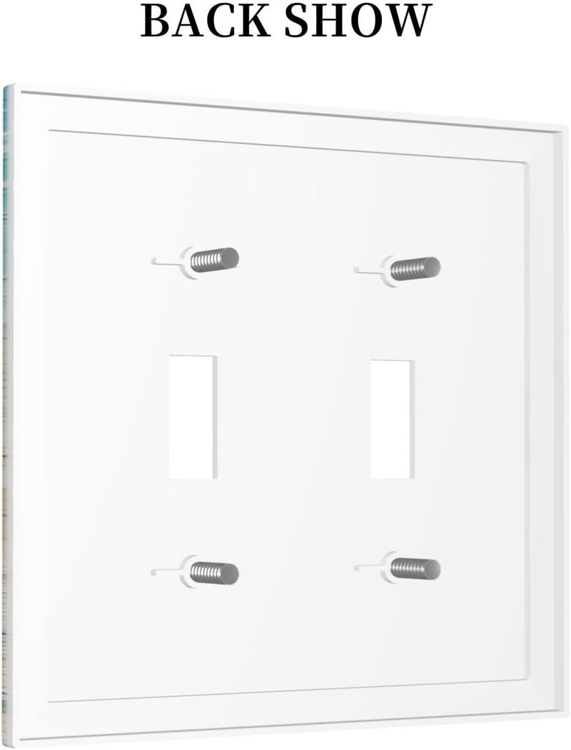 ranedula Turtle Beach Village Wood Double Toggle Light Switch Cover Decorative 2 Gang Wall Plate Electrical Faceplate for Bathroom Home Living Room Decor 5 x 4.9 In - Image 4